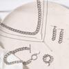 Accessories Simple Thick Chain Metal Wind Bracelet Ring Multi-layer Necklace Earrings Set Street Vintage