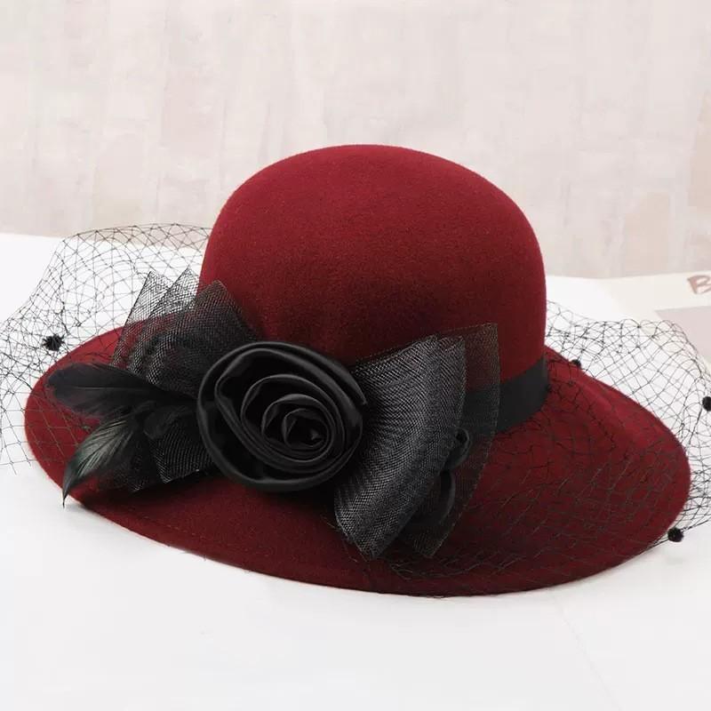 Women S French Hepburn Style Large Brim Hat For Autumn Winter Elegant Lady