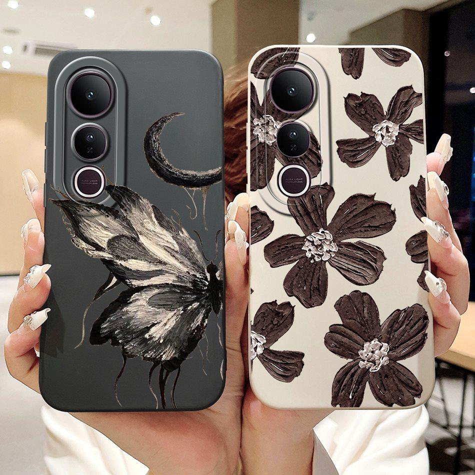 For Vivo V50 Lite Elegant Butterfly Floral Printed Phone Case For Vivo V50 V 50 V50lite Soft Silicone Shockproof Cases Bumpers