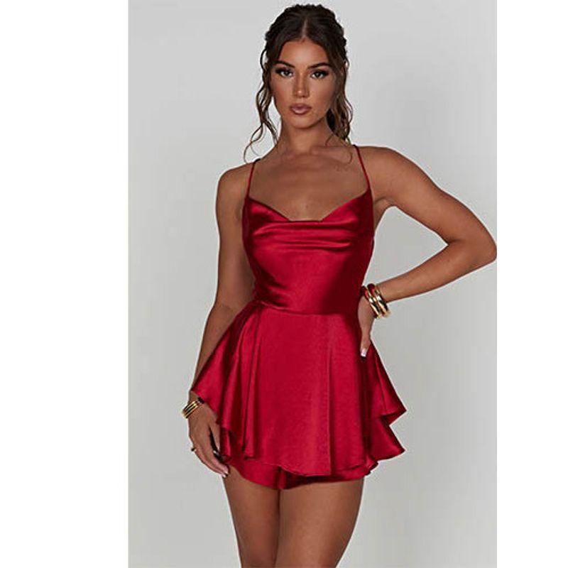 Bareback Satin Camisole Dress for Women Backless Satin Sling Dress Women