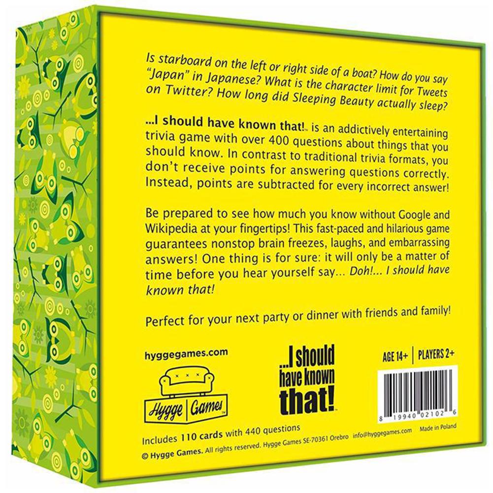 Buy I Should Have Known That Trivia Game Playing Card Game Interactive Game  Card at affordable prices — free shipping, real reviews with photos — Joom