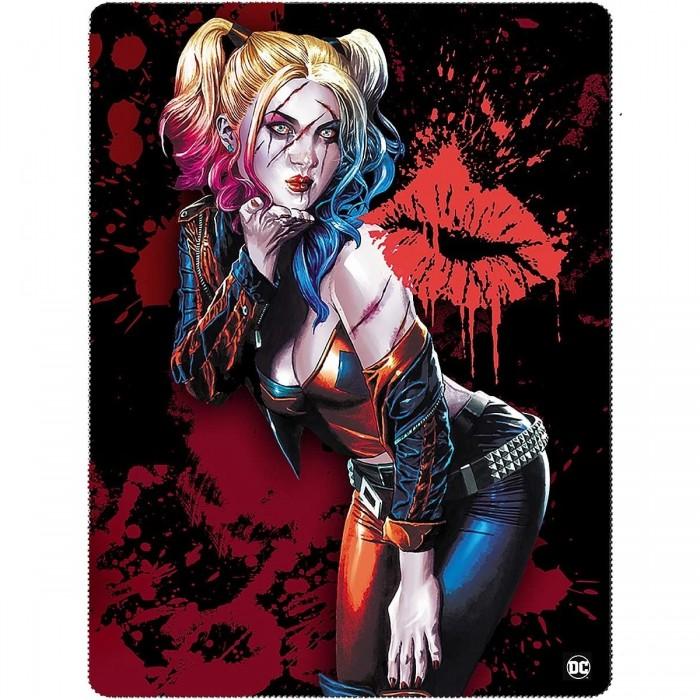 DC Comics Fleece Kiss Harley Quinn Double Sided Blanket