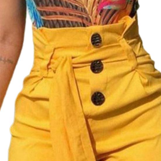 Kadın Kısa Pantolon Yüksek Bel Pileli Sıkı Mizaç Günlük Yaşam için Sıska Şort