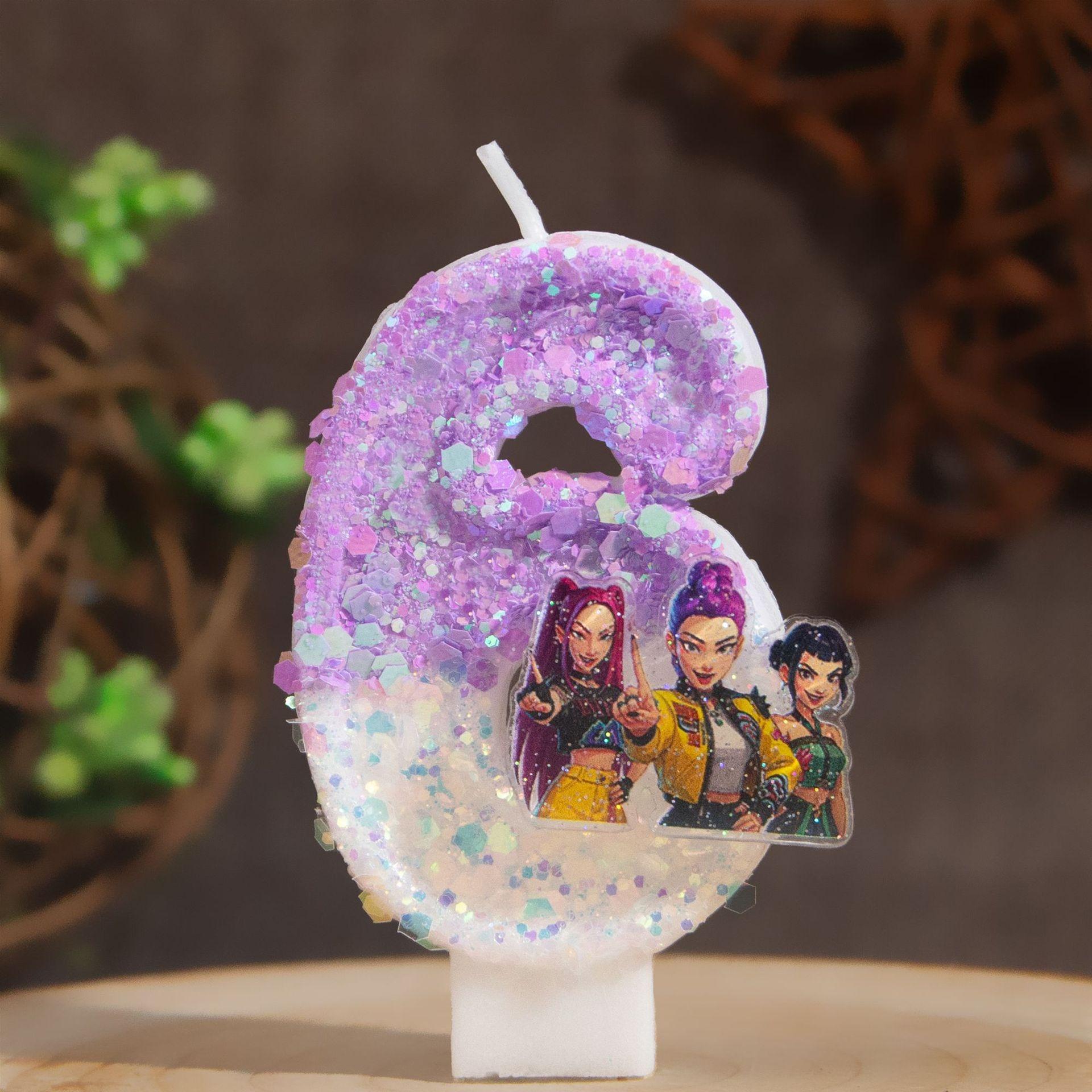 

Cute Girl Group Hunters Digital Candle Number 0-9 Kids Birthday Cake Decoration Supplies Cartoon Party Accessories Supplies