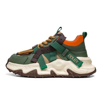 Moda Verde Scarpe da Ginnastica Casual da Uomo con Fondo Spesso Designer Scarpe da Ginnastica Alte Uomo Scarpe Moda con Zeppa Uomo Scarpe da Ginnastica Chunky Traspiranti