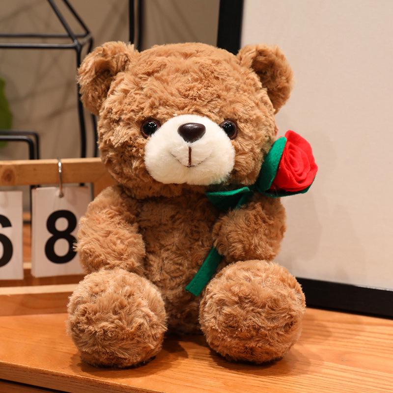 

Cross Rose Bouquet Hat Bear Christmas Gift Plush Toy - Coffee Shop & Restaurant Decoration for Kids 16 cm 125 g