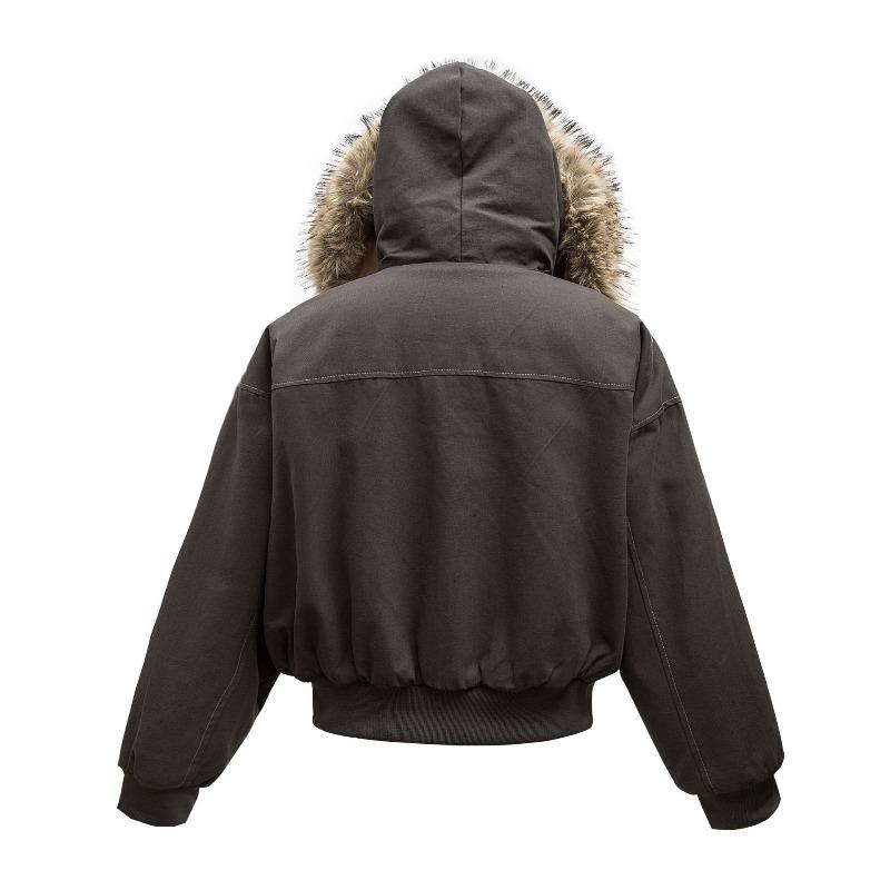DRIPX Zimní bundy Parky s kožichovým límcem Kabát Pánské Vintage Zesílené Fleecové Teplé bundy Streetwear Harajuku Hip Hop Prošívané bundy Vrchní oblečení