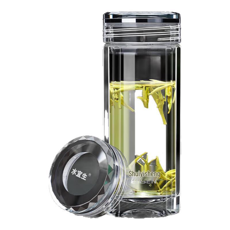 Shuiyisheng G902 Business Double-Layer Weak Alkaline Glass Tea Cup, 330ml