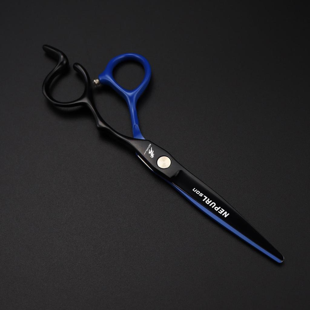 6.0" Black-Blue Notch Handle Napson Hairdressing Thinning & Straight Shears