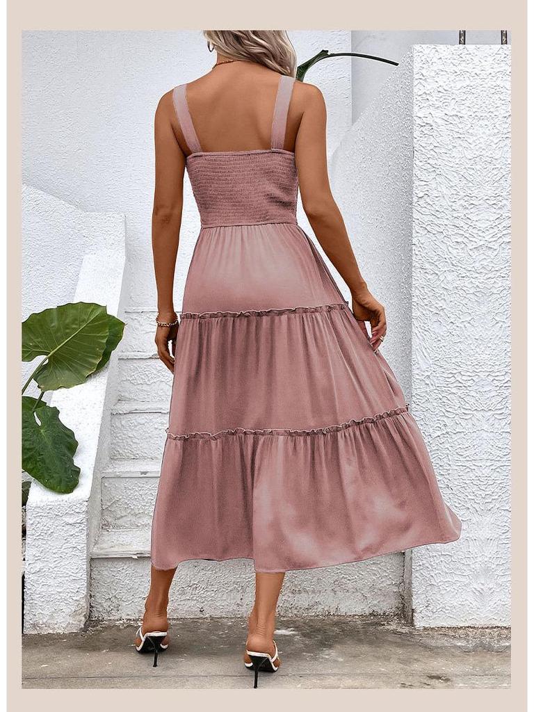 2025 Sommer Mehrfarbig Damen Schulterfreies Elastisches Camisole-Kleid