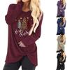 Women's Fashion Casual Long Sleeve Christmas Print Round Neck Top Blouse