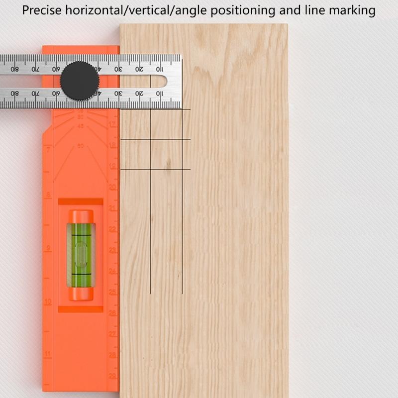 Multifunctional Foldable Angled Ruler Adjustable Positioning Scribing Protractor Marking Depth Measurement Tool Woodwork