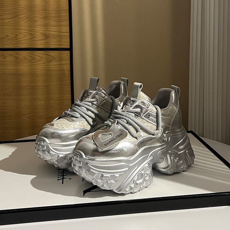 Platform dad shoes women's 2025 new versatile inner height increase small muffin casual fashion women's shoes