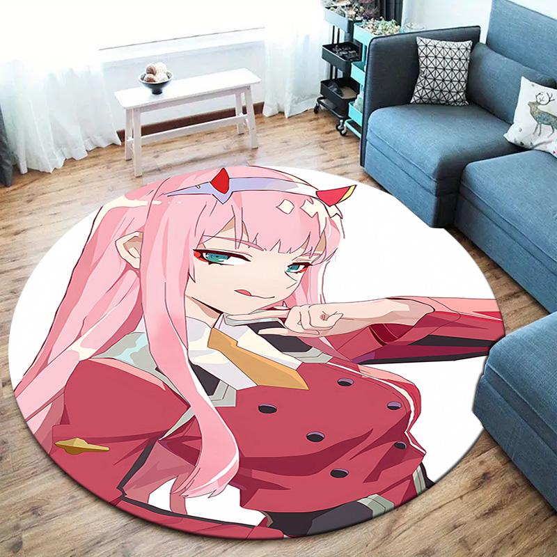 Franxx Round Area Rug Carpet Rug For Living Room Bedroom Sofa Playroom Decor Nonslip Floor Mat