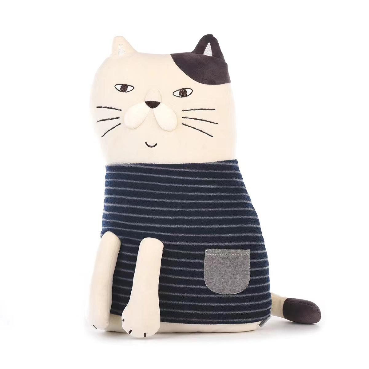 

Japanese Kusuguru Embroidery Cat Doll Pillow Plush Toy Soft Home Decoration Gift Stripe,51*33*12cm/20*13*5in