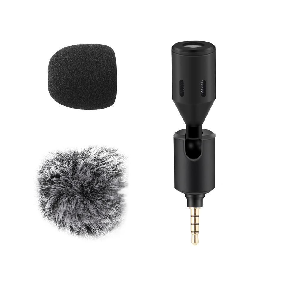   Plug-in Smartphone Microphone Mobile Phone Mic Cardioid Pickup 3.5mm TRRS Plug 90 Degrees  Angle   with 2pcs Windscreen for Smartphone L