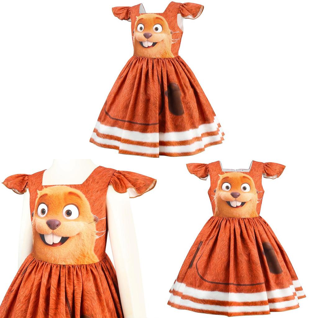 Hoppers Kinder Biber Verwandlung Cosplay Kleid Mit Cartoon Aufdruck Für Kinder Alter 3 Bis 8
