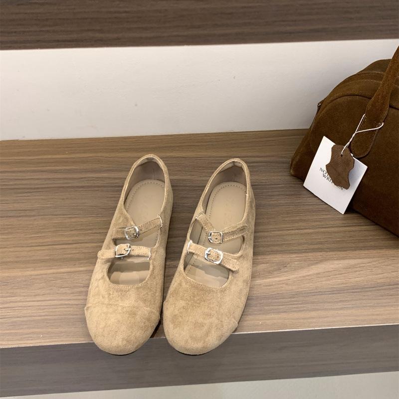 Soft-soled version~ French flat-soled ballet gentle evening shoes women's shoes 2025 spring and autumn retro suede Mary