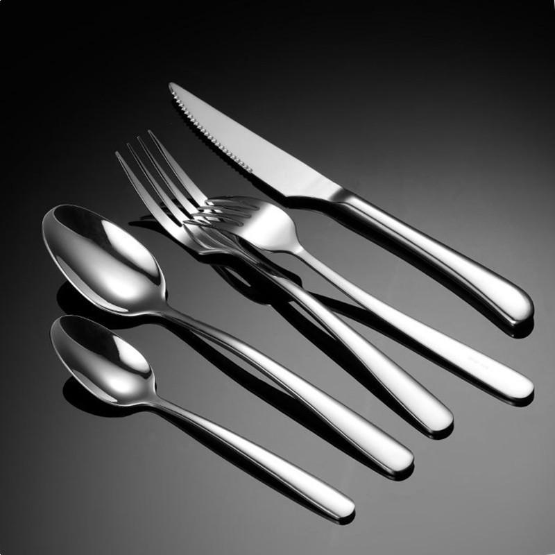 Elegant Series 304 Stainless Steel Cutlery Set - Knife, Fork, Spoon - Polished & Thickened for Hotels and Restaurants