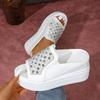 Fashion Aphixta White Wedge Heels Slippers Bling Crystal Design New Woman Shoes Mulers Platform Sandals Peep Toe Slides Plus Size 42