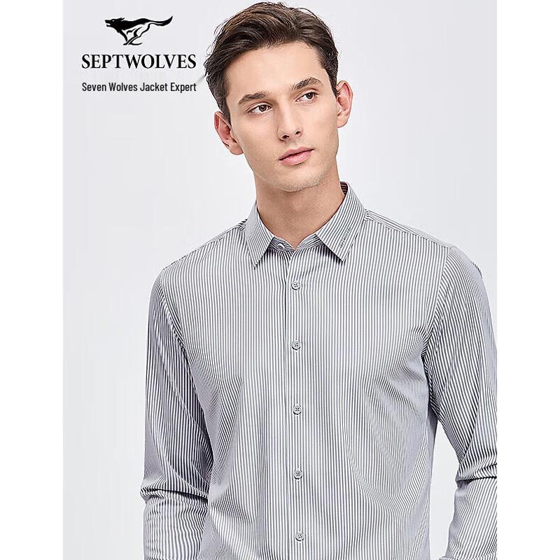 

Septwolves Men s Skin-Friendly Striped Commuter Long-Sleeve Shirt XL