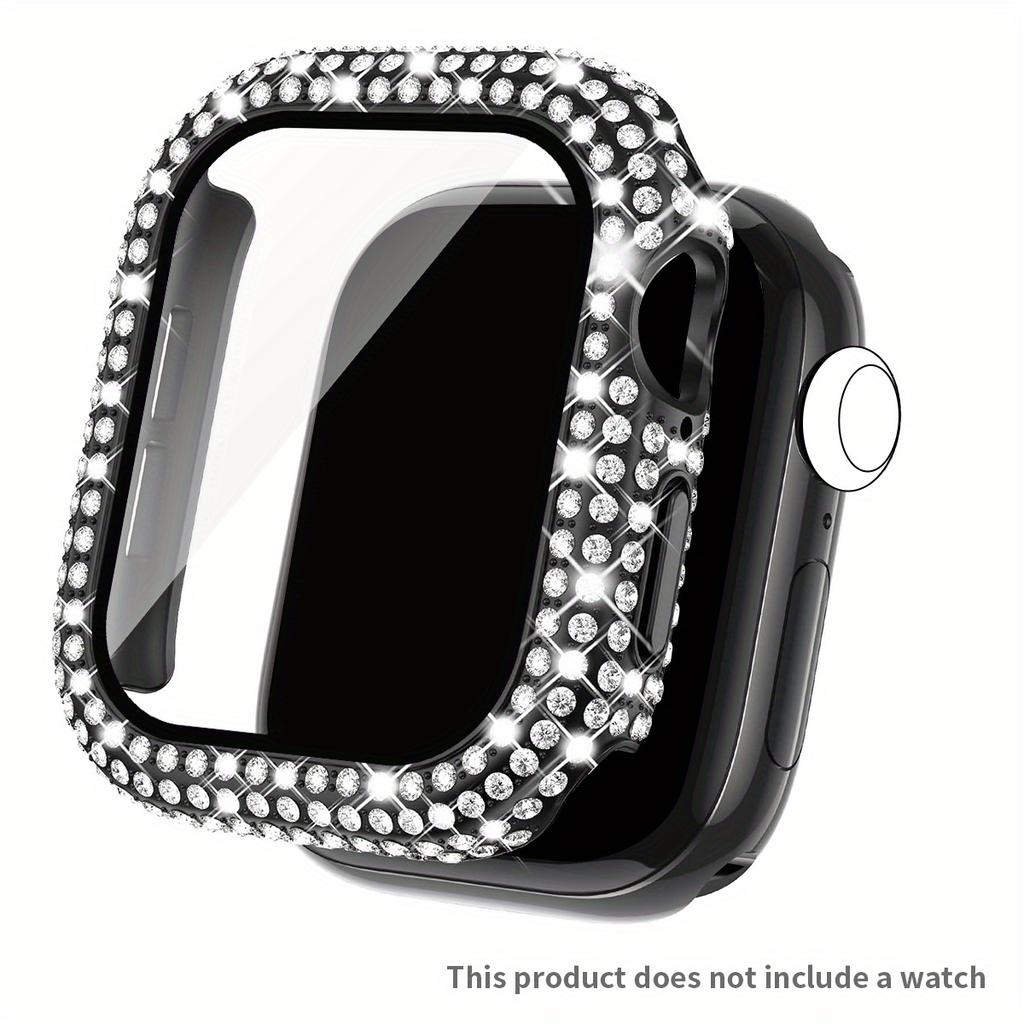 Etui Błyszczące z Cyrkoniami + Szkło Hartowane dla Apple Watch Seria 11 10 9 8 7 SE, 46 42 45 41 44 40 38mm