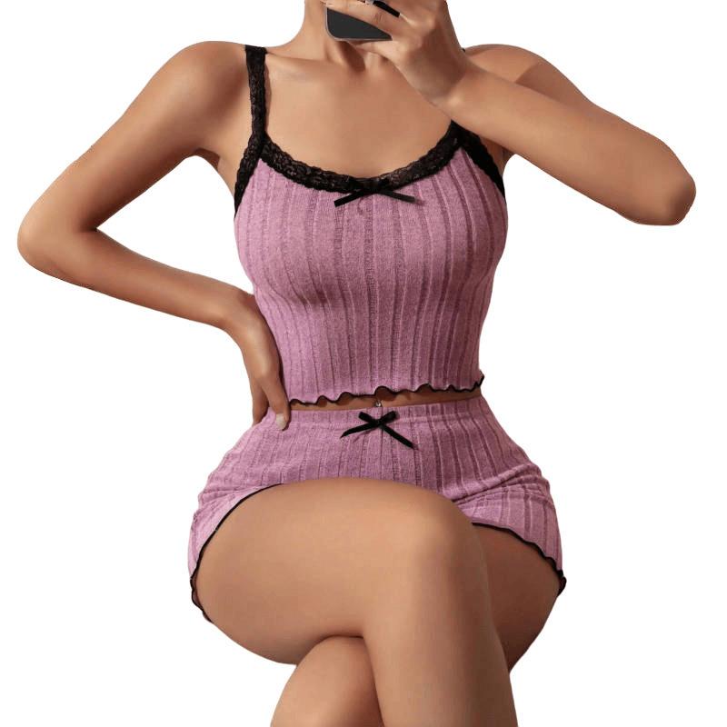 Summer New European Beautiful Women's Pajamas Women's Suspenders Shorts Lace Sexy Suit Women's Loungewear
