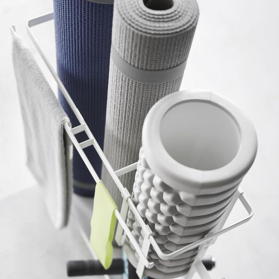Fitness Goods Storage Rack with Casters Tower Black Yamazaki Jitsugyo Gap Storage Rack Yoga Mat Storage with Casters Muscle Training Foam Roller Home
