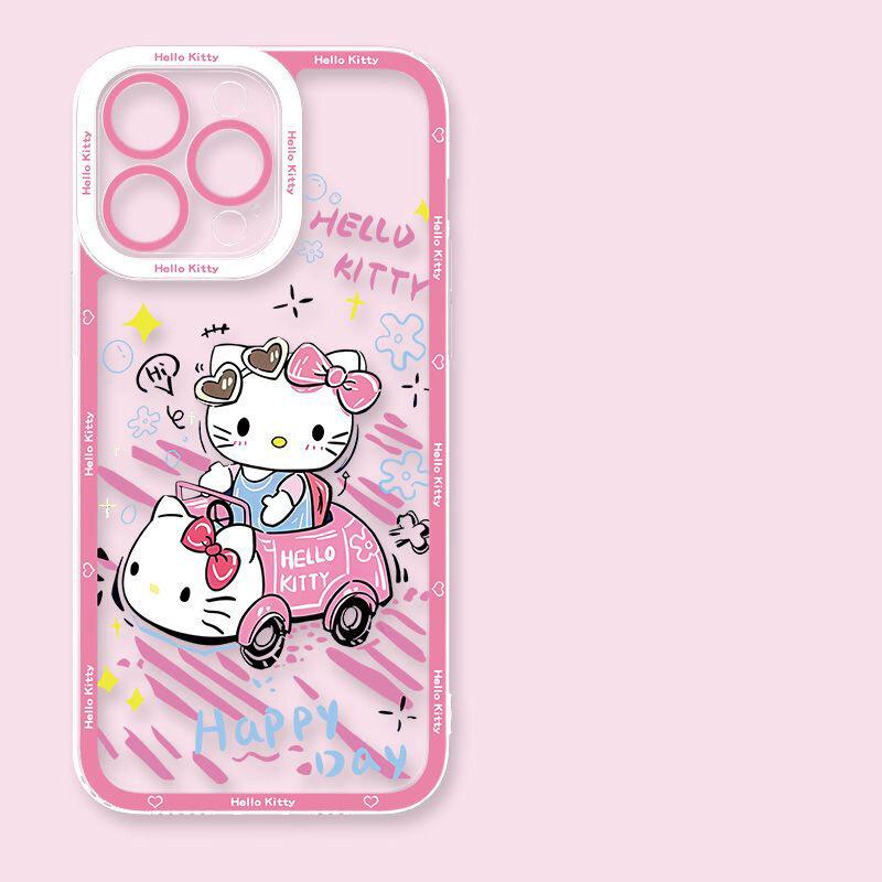 Pink Cute Hello Kitty Phone Case For Iphone 17 Air 17 Pro Max 16 15 14 12 13 11 Pro Max X 16e 16 Plus 13 Mini INS Thin Cover