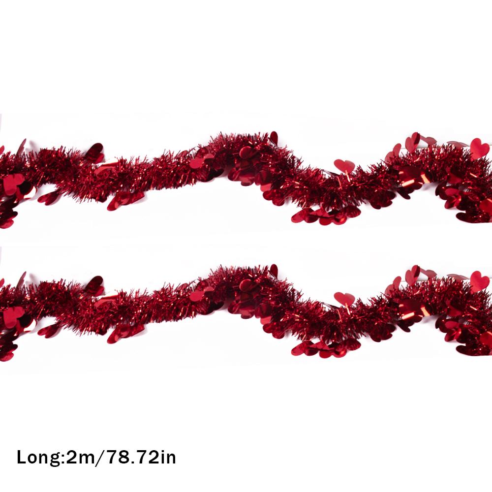 

2m Valentines Shiny Tinsel Garland Decoration Red Pink Heart Metallic Tinsel Twist Garland Wedding Engagement Hanging Home Deor