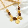 Retro High-End Color Block Resin Beaded Gold-Plated Enamel Oval Portrait Jewelry Set