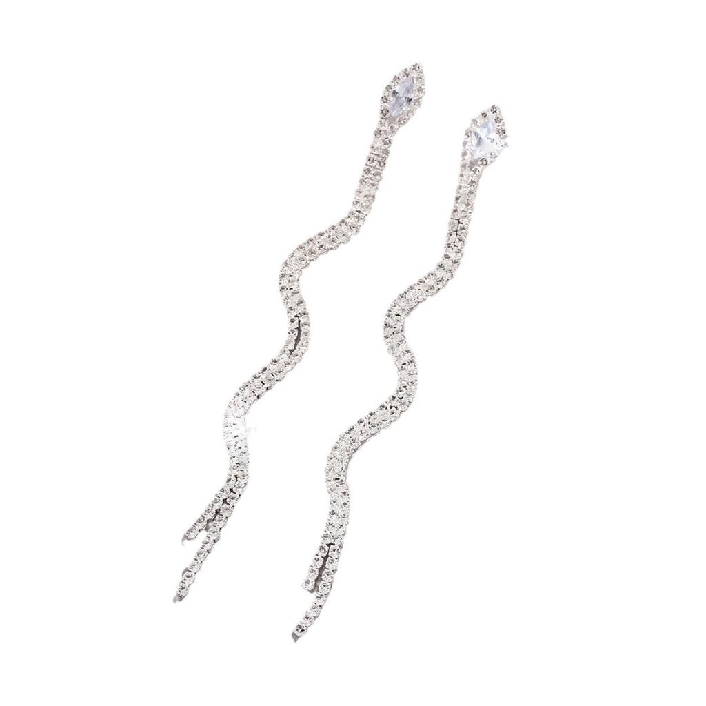 European and American Exquisite Fashion Exaggerated Long Tassel Sweet Cool Design Rhinestone Snake Earrings Earrings Retail