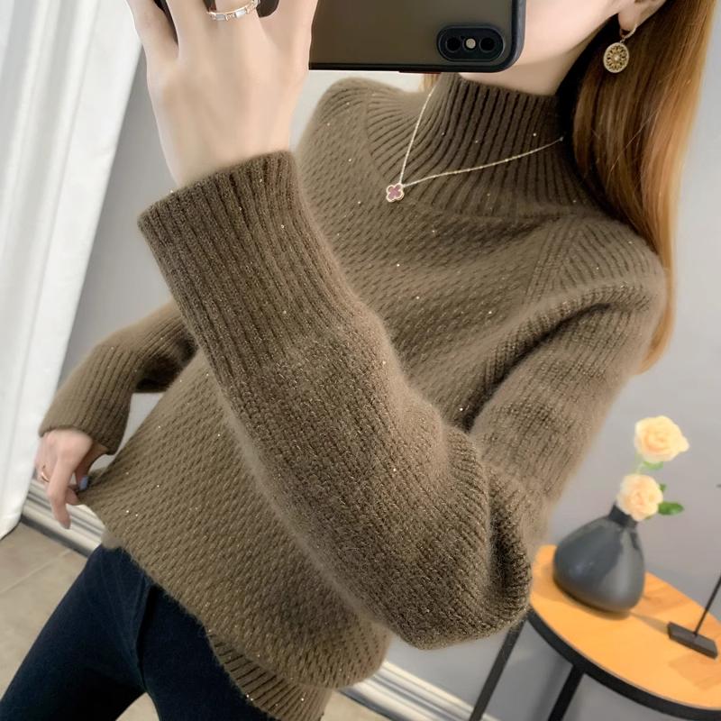 Turtle Neck Drop Shoulder Sweater, Casual Long Sleeve Sweater for Fall & Winter, Women's Clothing