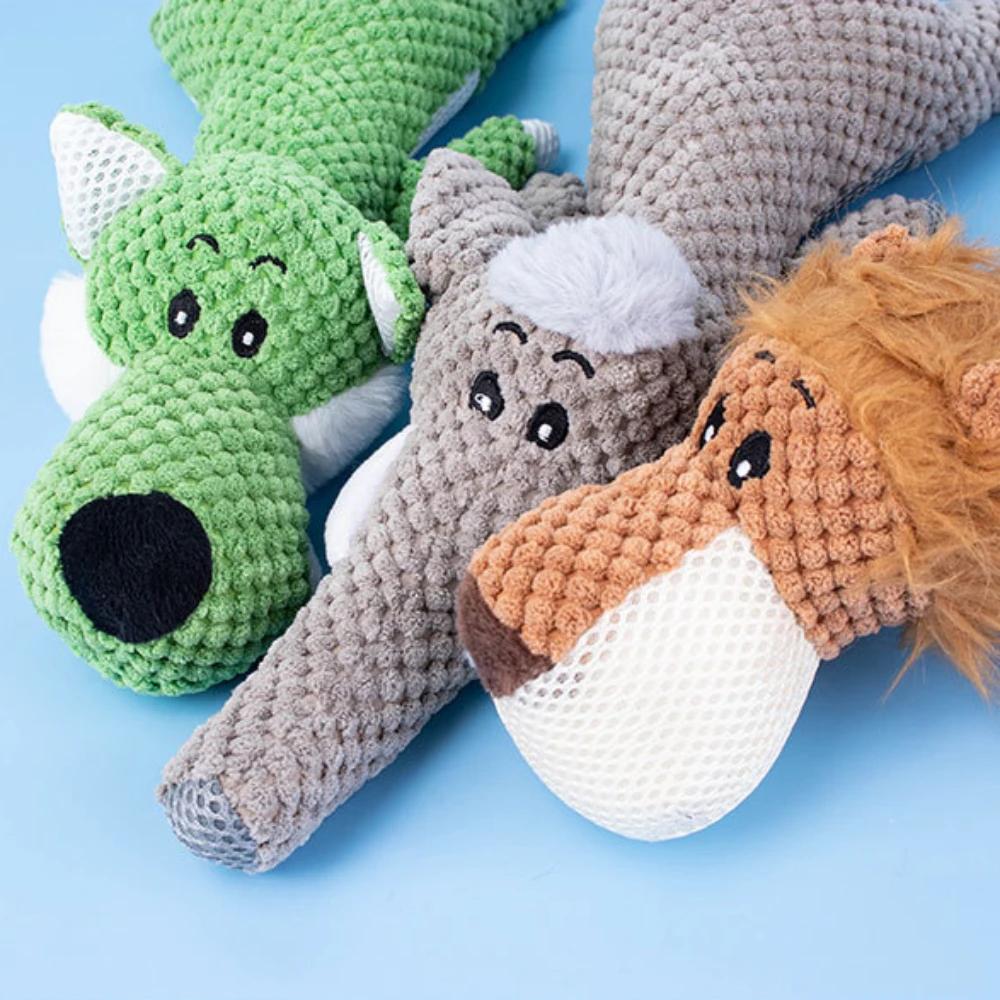 Goughnuts Dog Toys Plush Cartoon Puppy Dog Toy Pet Dog Chew Squeak Toys Corduroy For Small Medium Animal Puppy Pet Squeaky Toys