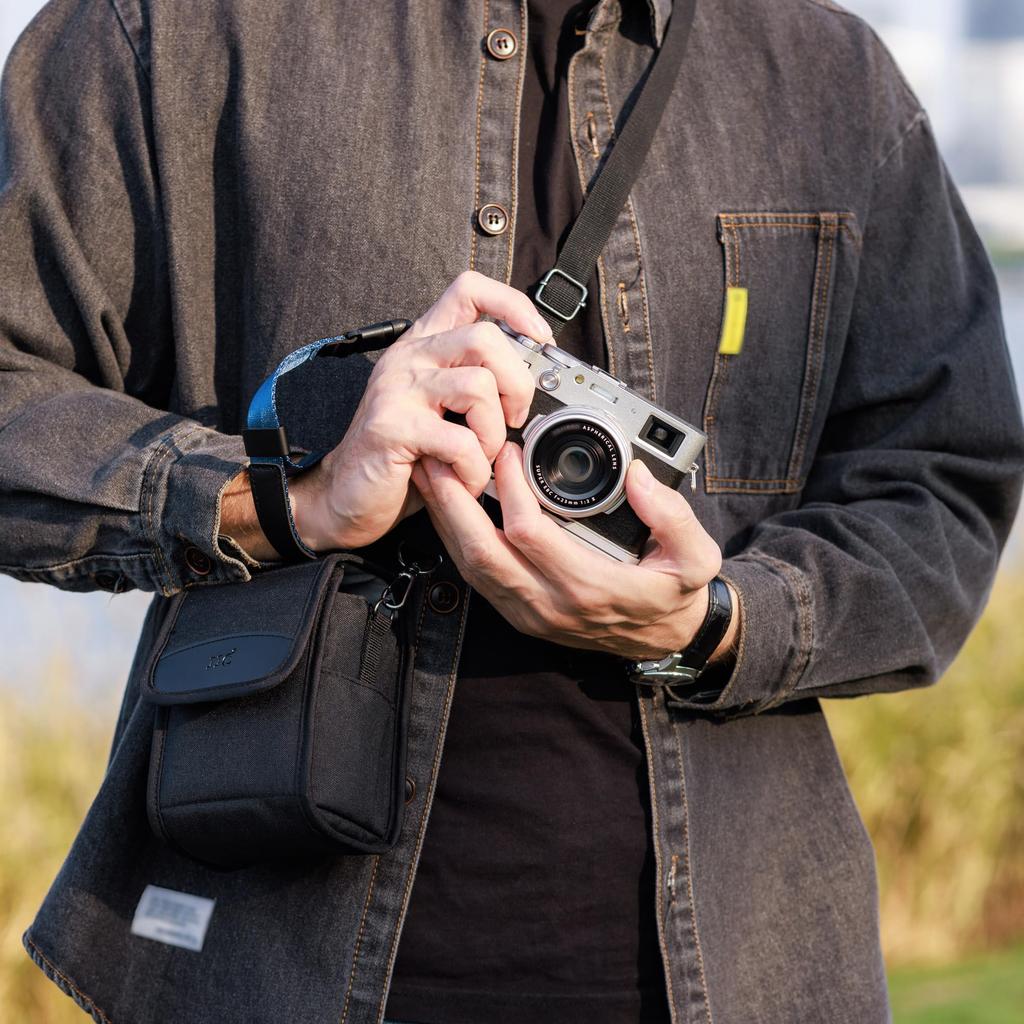 JJC Compact Camera for Fujifilm Canon PowerShot EOS Sony RX1R Nikon RICOH and Shoulder Bag with Crossbody Strap for and Outdoor Black Case/Pouch X-E5,