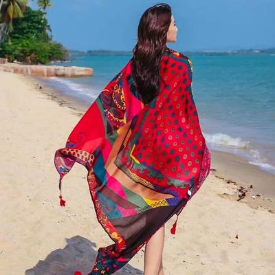 Chaka Salt Lake Great Northwest Tourism Ethnic Style Scarf Silk Scarf Women'S Summer Seaside Beach Shawl Sunscreen Thin