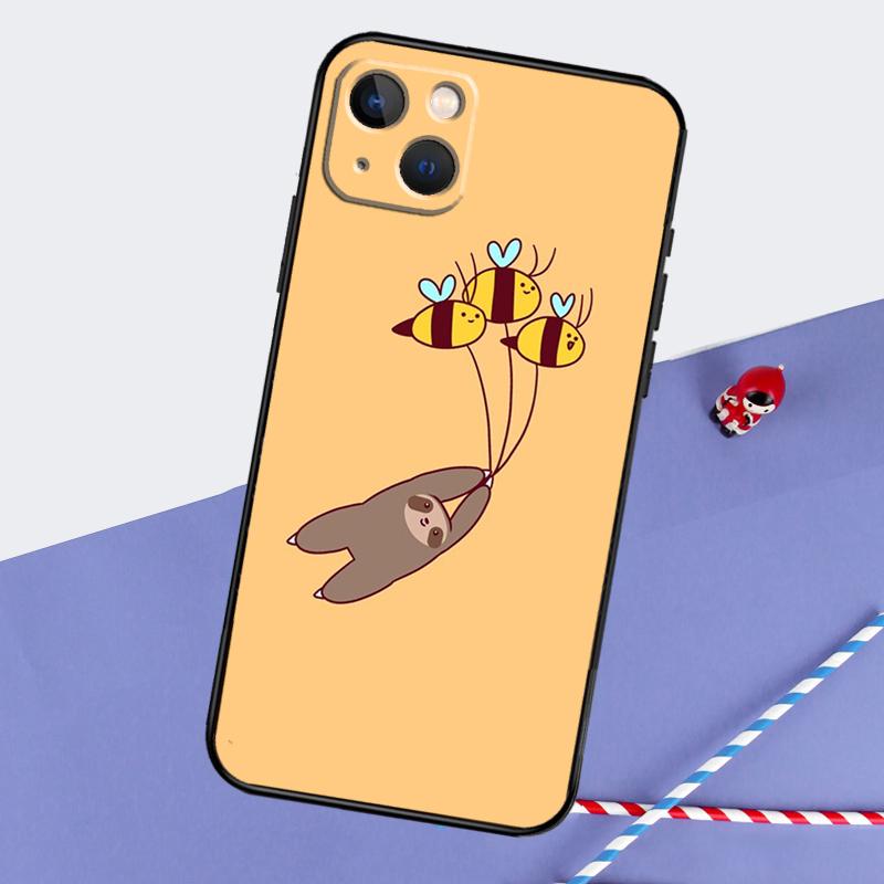 Sloth Animal Cute Phone Case For iPhone 16 15 Pro Max 12 13 Mini 11 14 Pro Max XR 16 15 Plus 16e Cover Coque