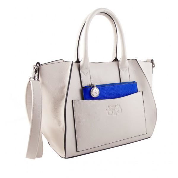 Sac porté main - Le Temps des Cerises - Domino 2 - Mastic/Royal Blue - Synthétique - 31x24x13 cm