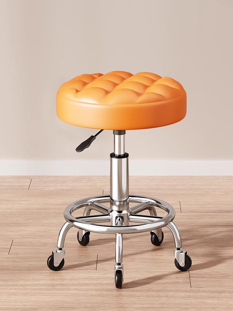 Modern Minimalist Beauty Stool, Adjustable Mobile Hairdressing Chair, Comfortable Cushioned Backrest Seat, Salon Barber Stool