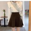 Milk Coffee Corduroy High-Waisted A-Line Skirt for Women - 2025 Autumn/Winter New Petite Style