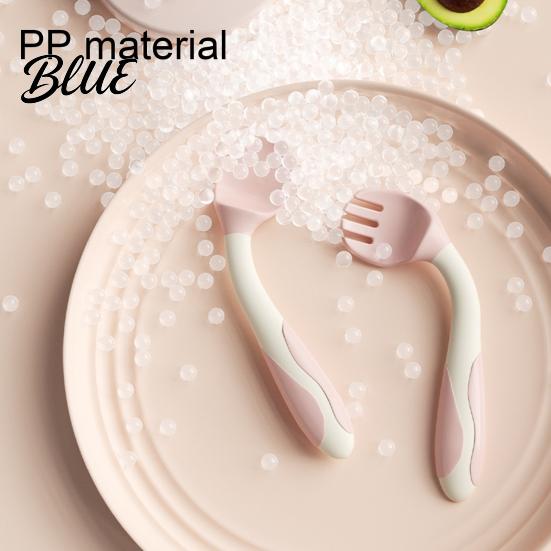 Cucchiaio per Bambini con Manico Curvo Forchetta da Allenamento e Set Utensili Flessibili Antiscivolo Bordi Arrotondati Antiscivolo Strumenti per l'Autosvezzamento/Alimentazione per Destri/Mancini