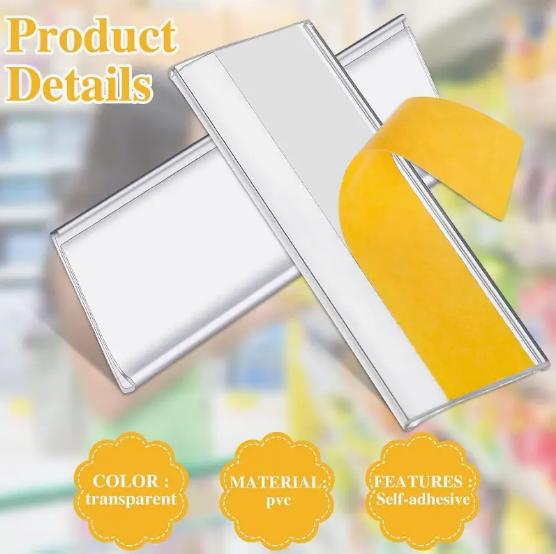 Transparent Self-adhesive Shelf Label PVC Index Card Pockets Tag Convenient Cabinet Seasoning Classification Label Home storage