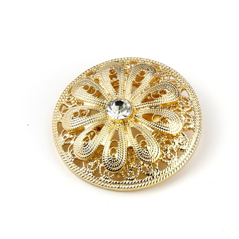 Gold Color Round Crystal Brooch Ladies Robe Brown Brooch Wedding Jewelry Gift