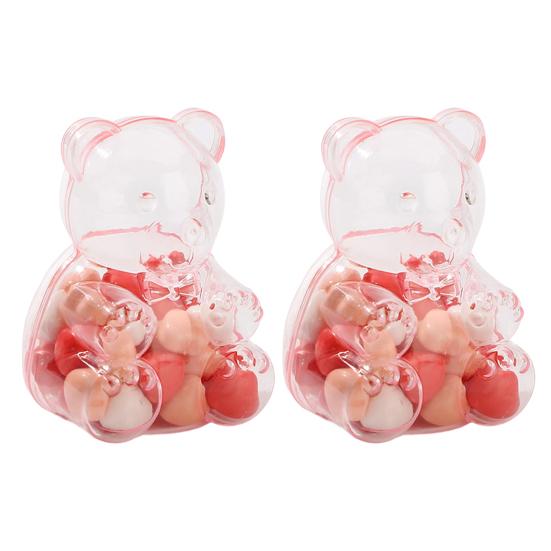 2 Stück Süße Bärenförmige Süßigkeitenschachteln Klare Füllbare Leckerli-Behälter Wiederverwendbare Feiertagssüßigkeiten-Geschenkbox für Junggesellinnenabschied Hochzeit Weihnachtsfeier Gastgeschenke