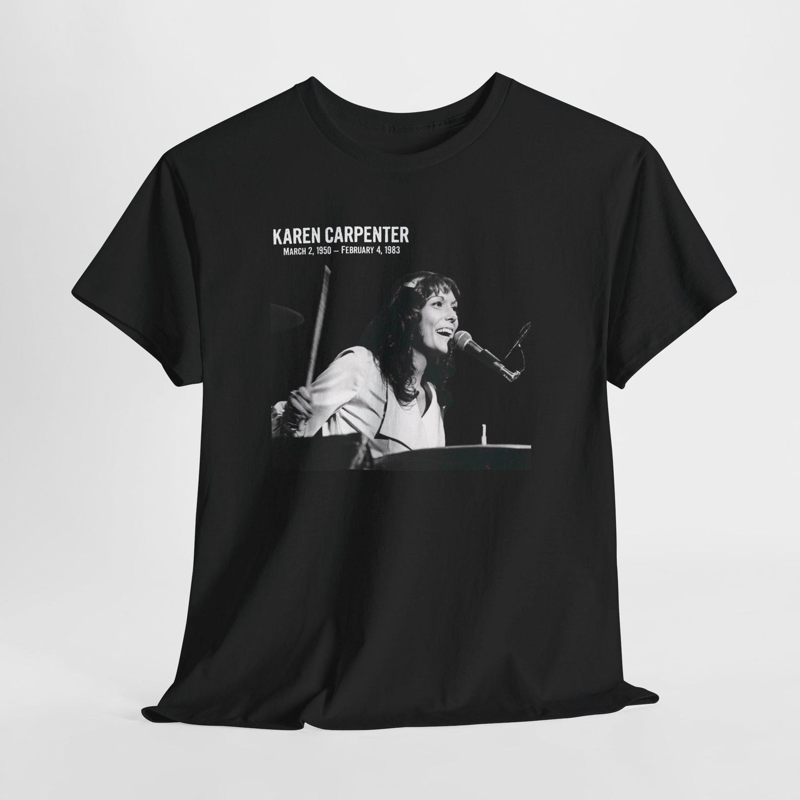 Karen Carpenter The Carpenters Music Legend Men s Black Tees T-Shirt Size S-5XL L