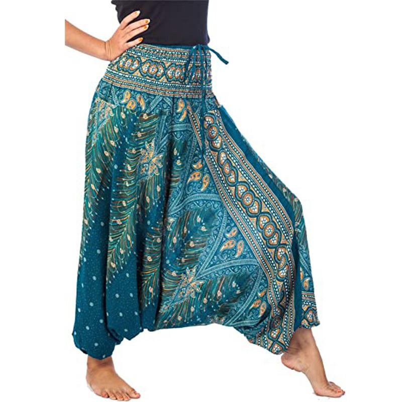 

Жіночі штани-шаровари для йоги в богемному стилі хіпі, пляжний мішкуватий комбінезон One Size зелений