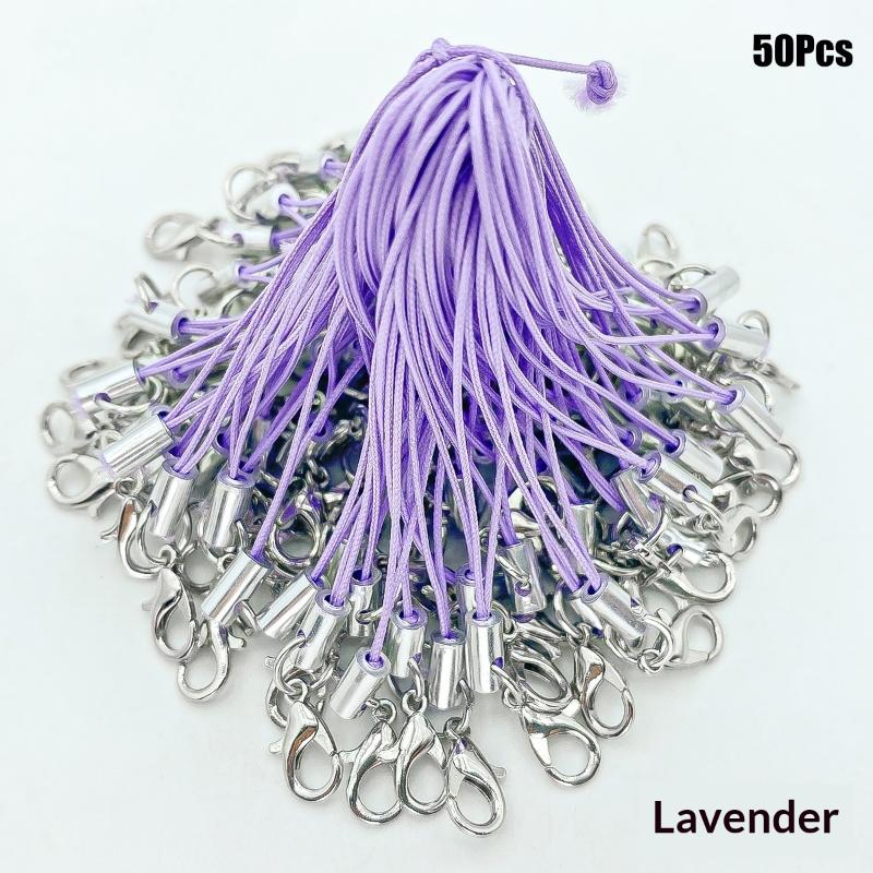 50Pcs Polyester Cord Lobster Clasp Cell Phone Lanyard Cords For Keychain Crafts Handmade Phone Rope Toys Diy Jewelry Making