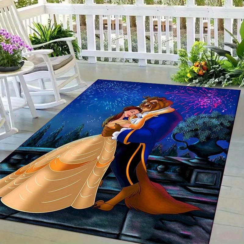 

1pc Disney Beauty and The Beast Pattern Area Rug Soft Flannel Floor Mat for Living Room, Bedroom, Kitchen, Sofa Coffee Table Floor Mat 60cm by 90cm