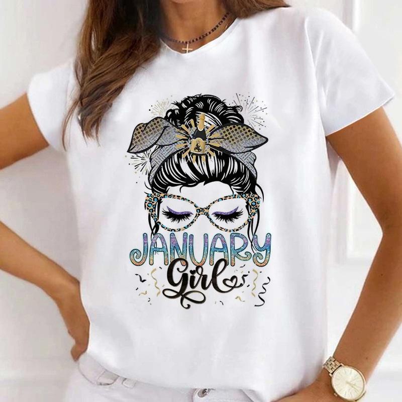 MOMO Printed Women's Short-Sleeved T-shirt round Neck Graphic Top Aesthetic Clothing Summer polyester fabricfor Women Model