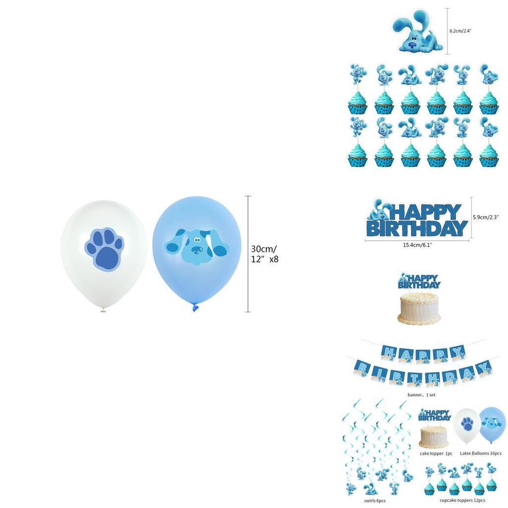 Vibrant Blue's Clues Kids Themed Birthday Party Decor Set With Happy Birthday Banner And Balloons